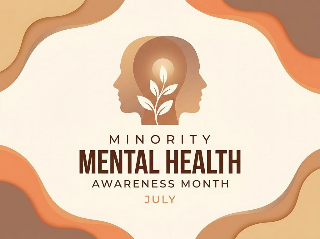 Minority mental health awareness month july awareness month july celebrating support for diverse mental wellbeing and emotional health initiatives and understanding.
